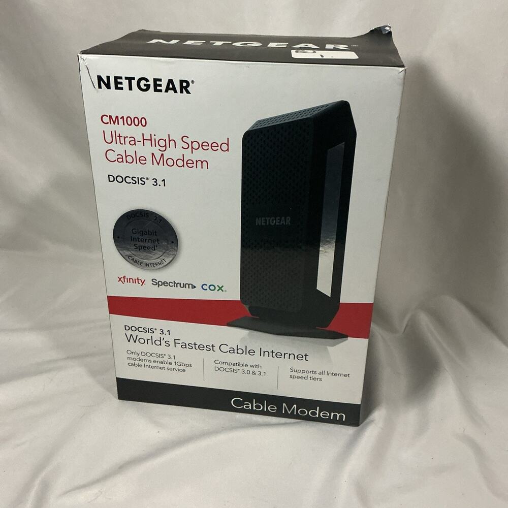NETGEAR CM1000 DOCSIS 3.1 Cable Modem 1 Gbps Gigabit Ethernet CM1000-100NAS